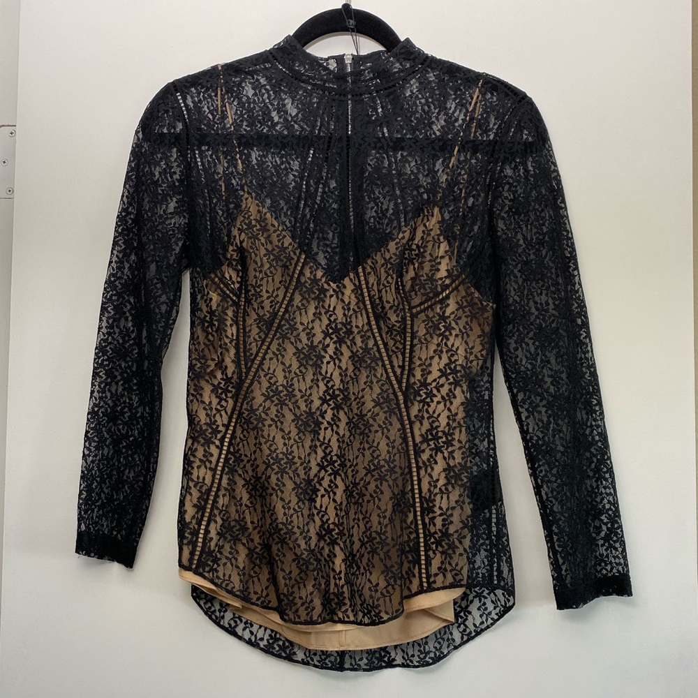 Alexander Wang Long Sleeve Fitted Lace Top